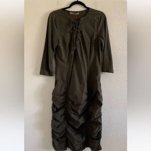 XCVI Black Lace-Up Ruched Dress NWOT